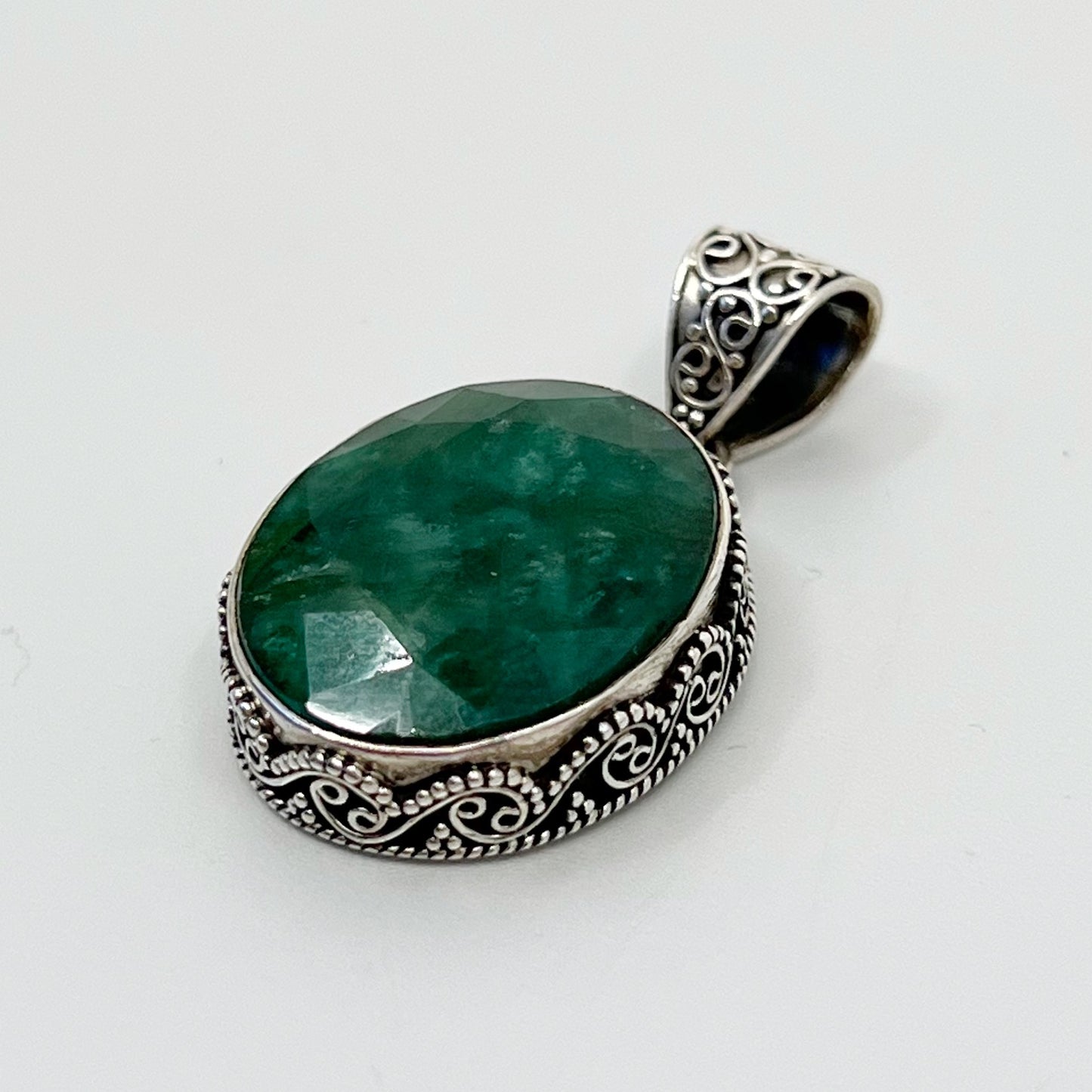 Sterling silver 24x20mm emerald pendant