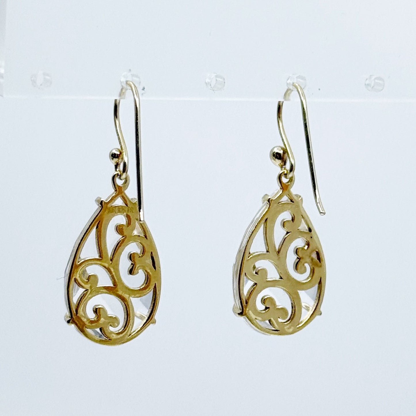 14k Gold vermeil sterling silver rock crystal quartz drop earrings GM829