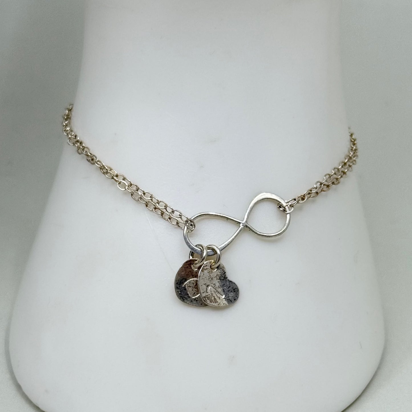 sterling silver DV heart charm bracelet