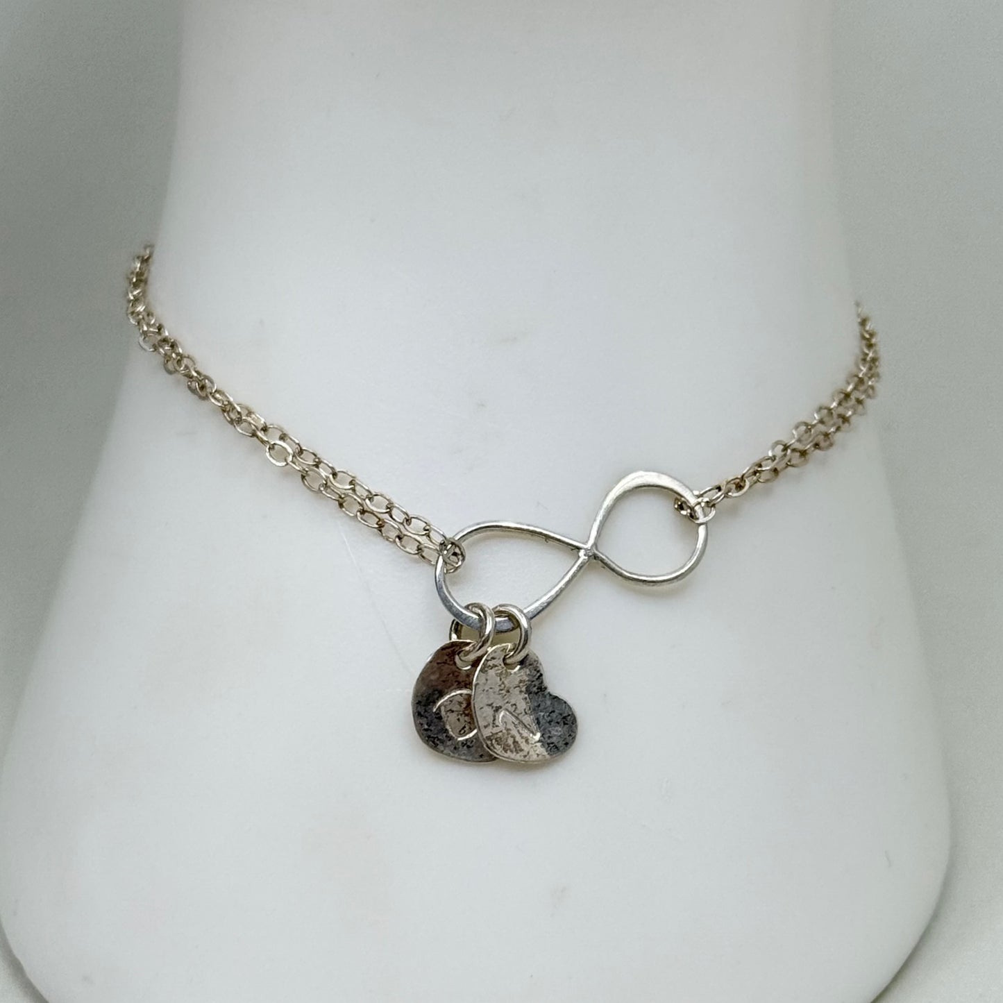 sterling silver DV heart charm bracelet