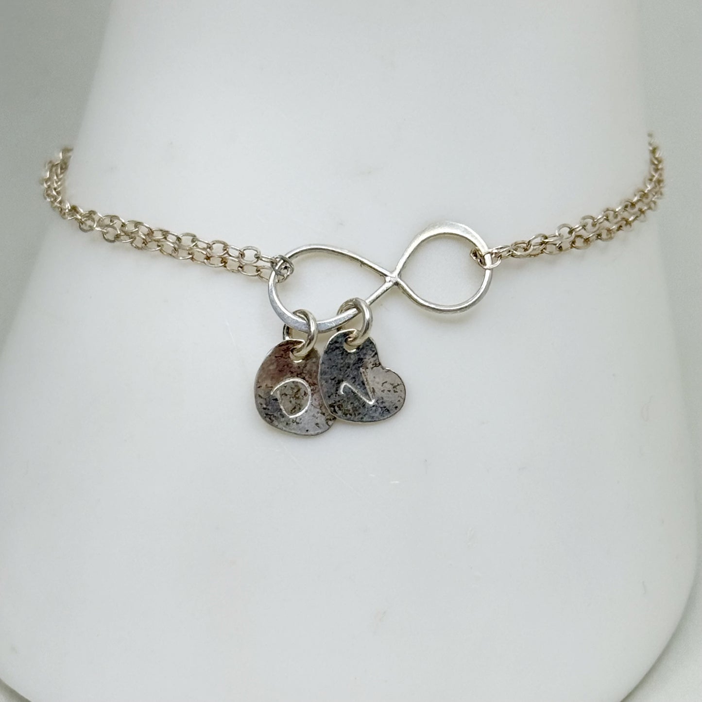 sterling silver DV heart charm bracelet