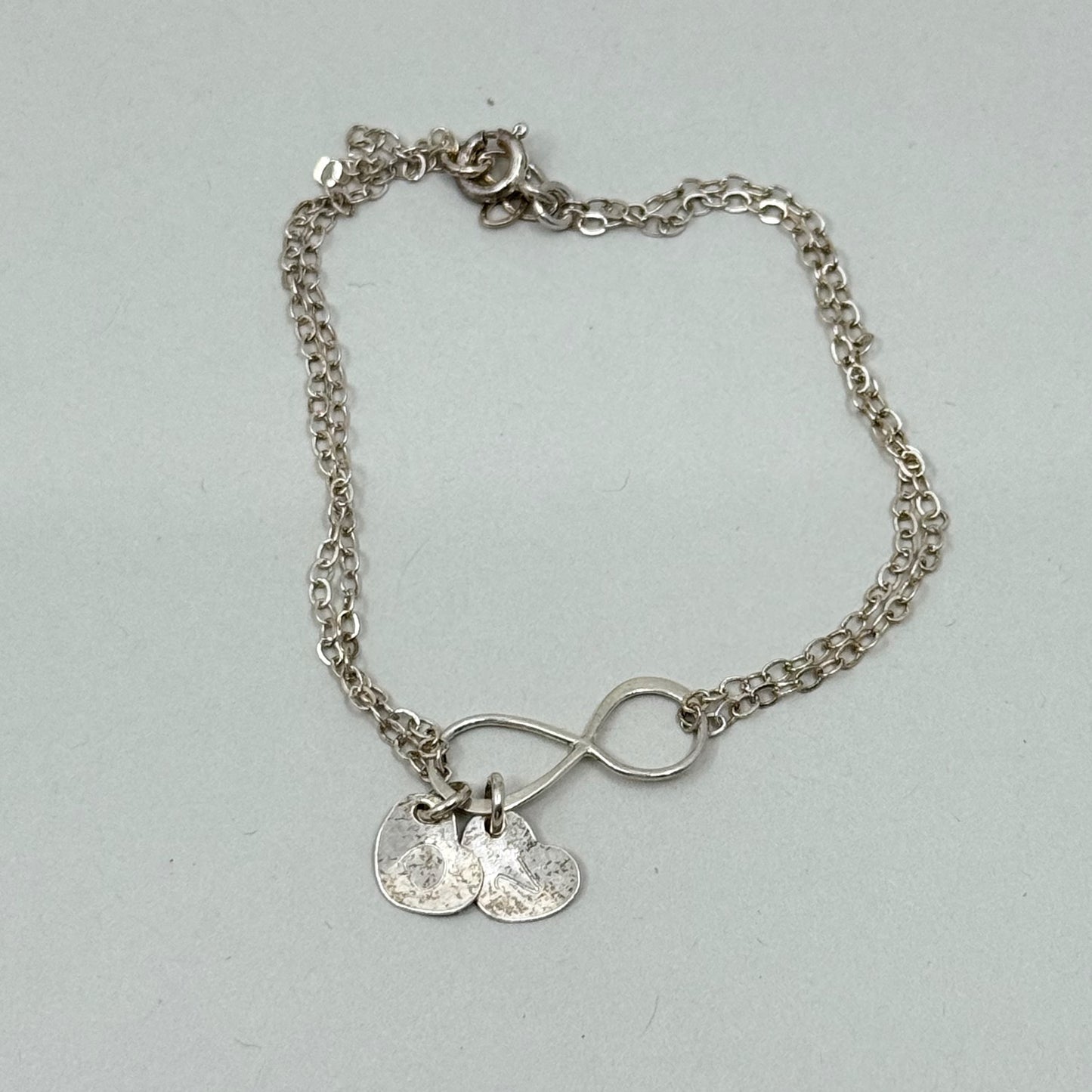 sterling silver DV heart charm bracelet