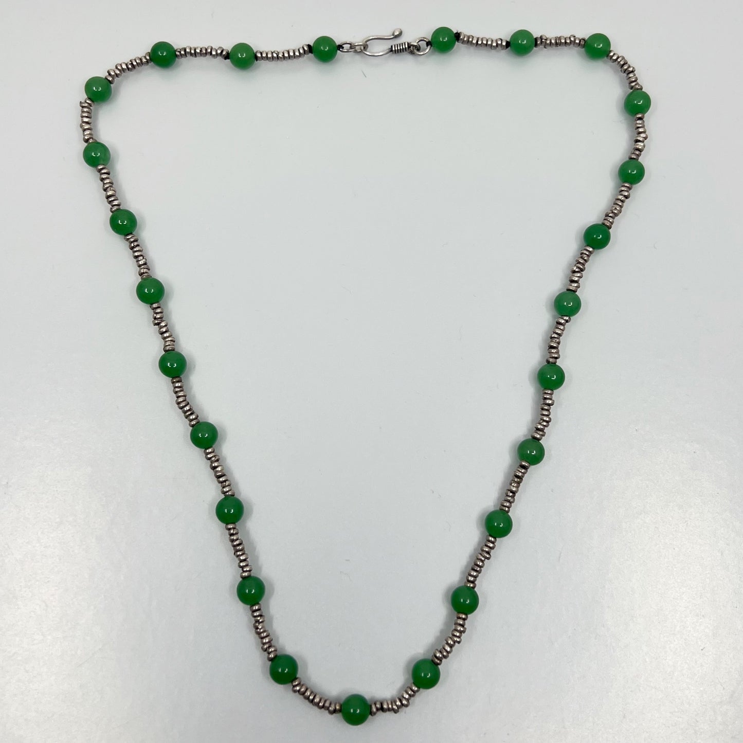Hand Made Sterling silver 8mm chrysoprase necklace