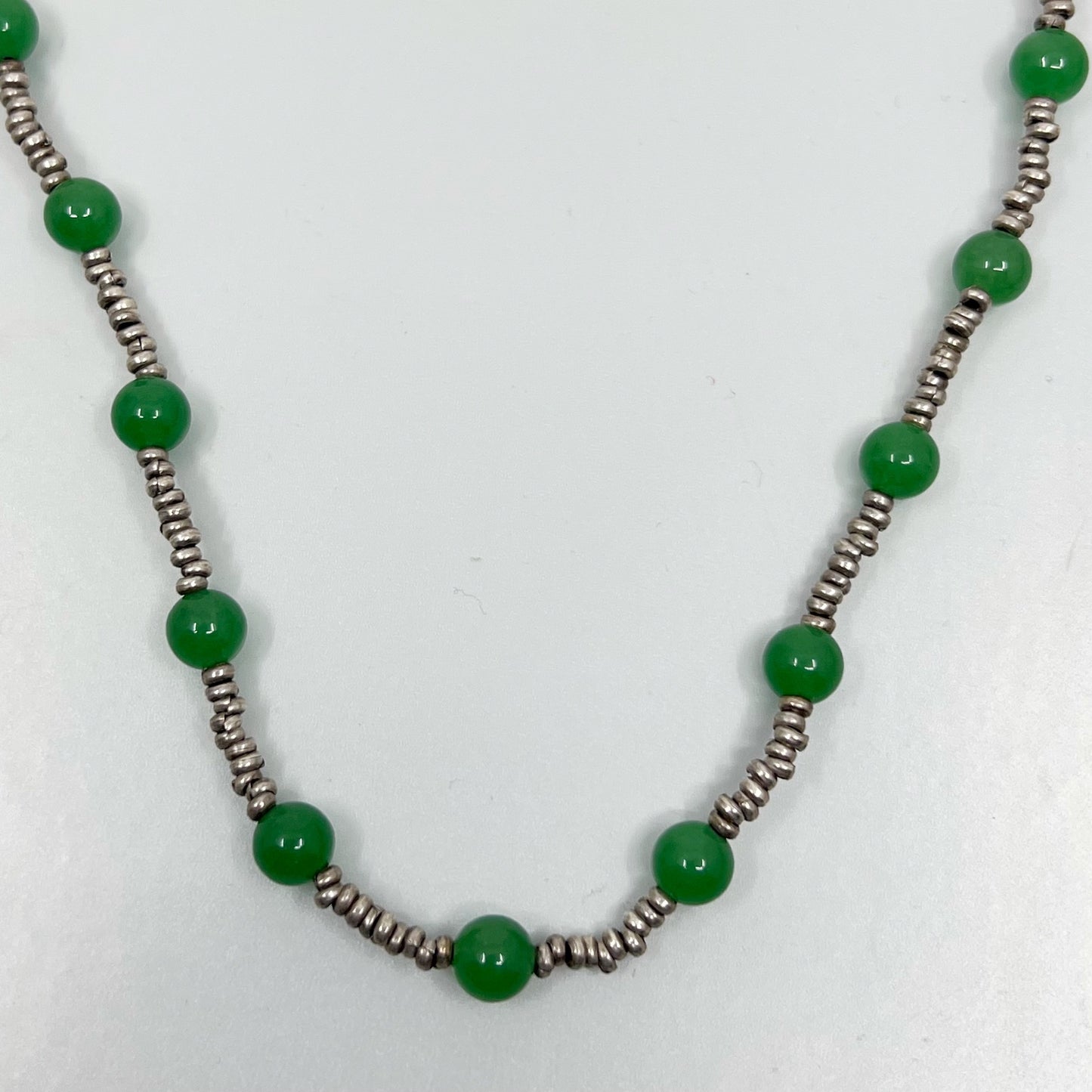 Hand Made Sterling silver 8mm chrysoprase necklace