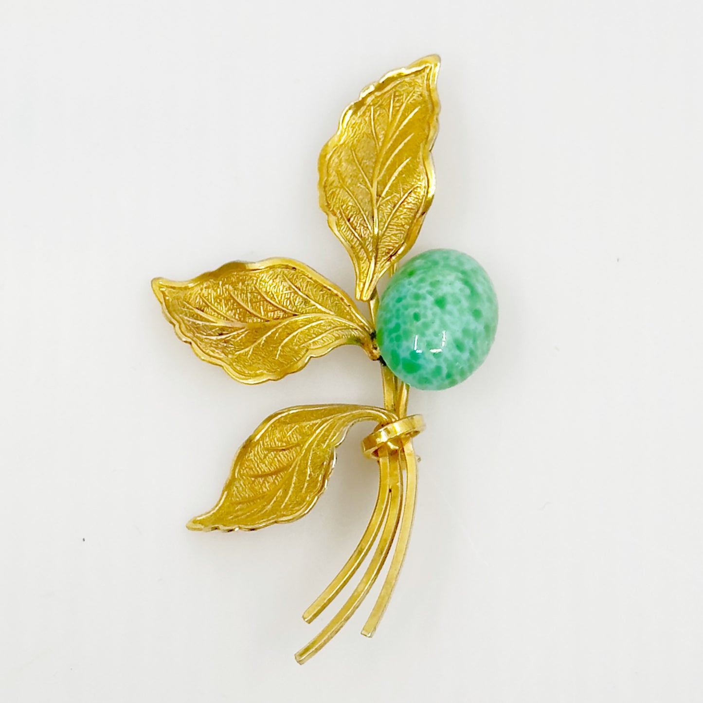 Vintage Turin Inc 12K gold filled robin's egg glass brooch