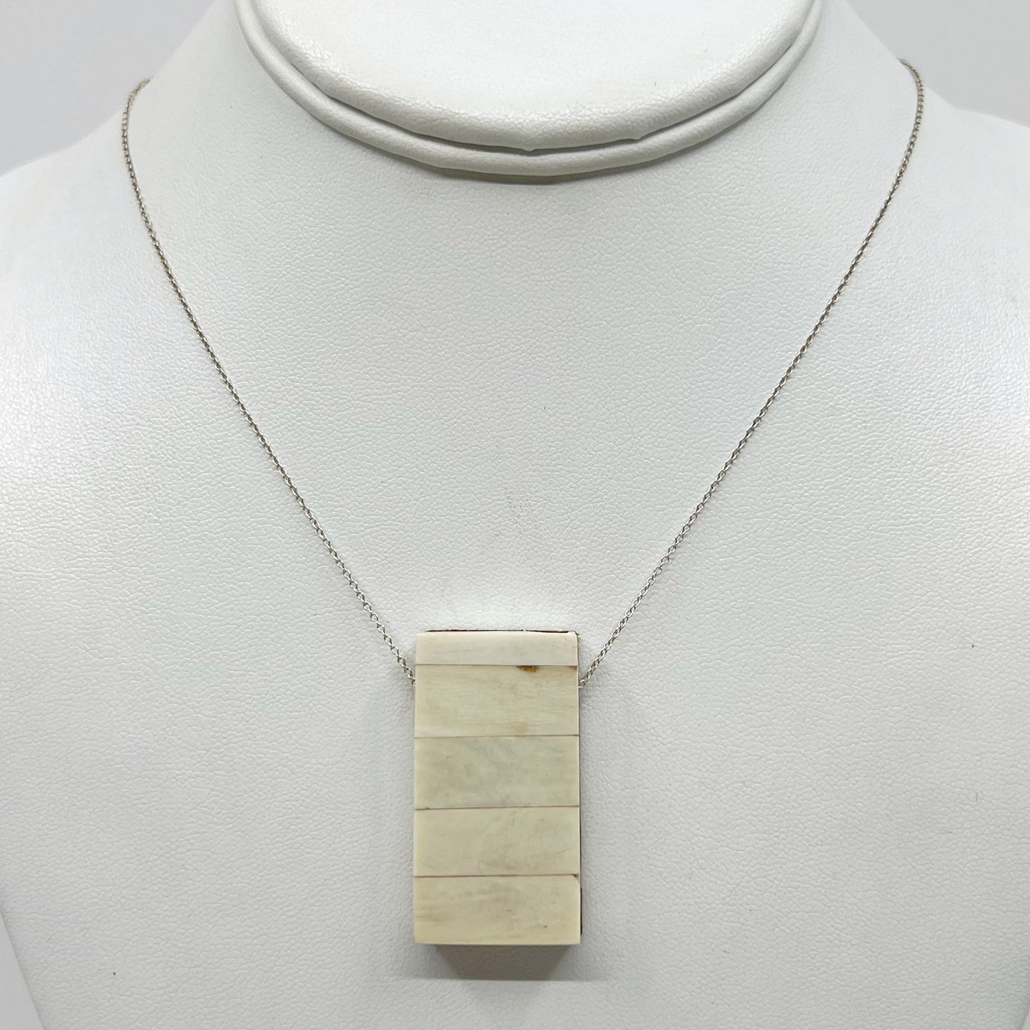 sterling silver bone inlay necklace