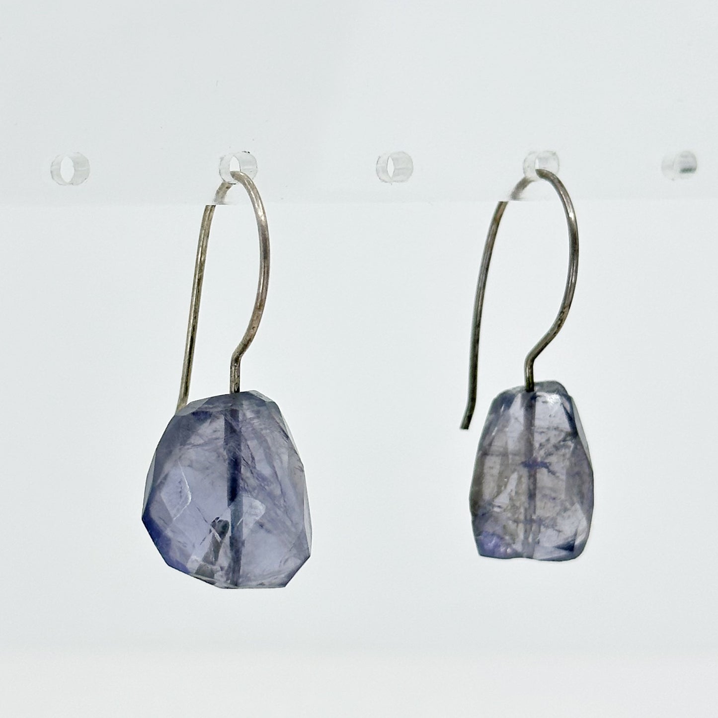 Hand Made Sterling silver faceted Iolite earrings - GM37