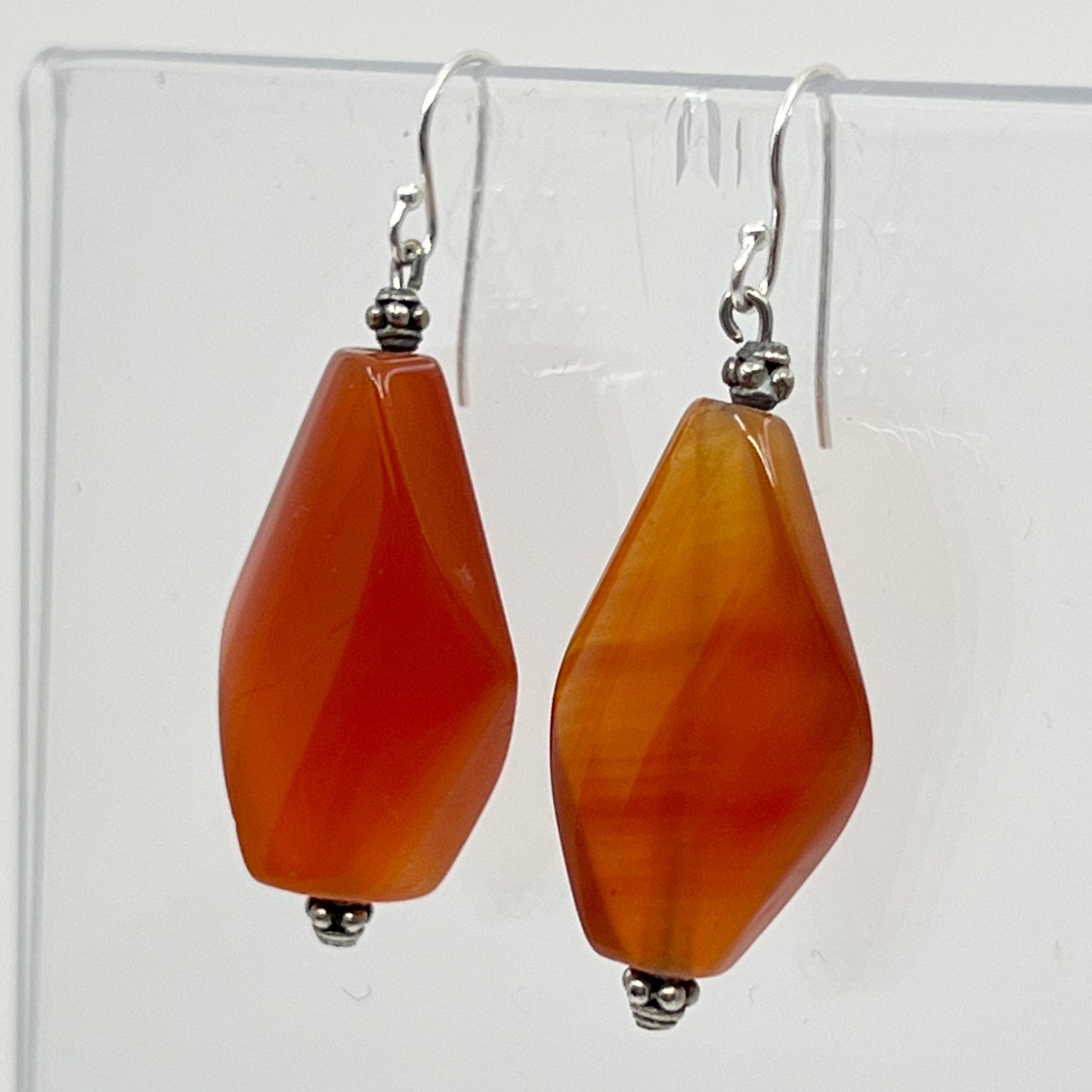 Hand Made sterling silver carnelian earrings