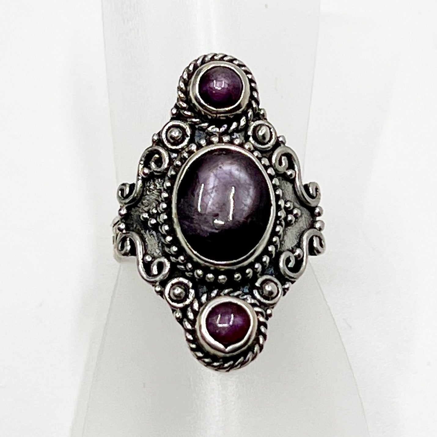 Sterling Silver star Ruby Ring