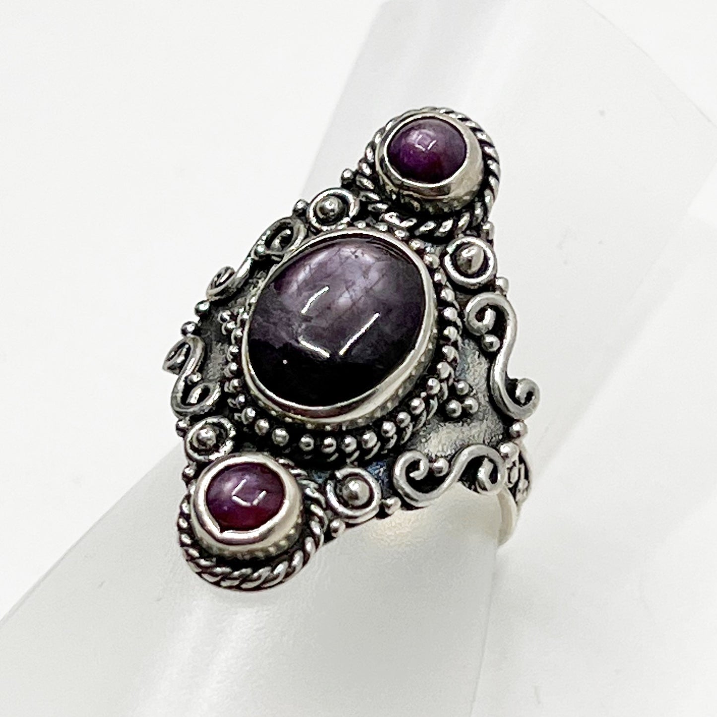 Sterling Silver star Ruby Ring