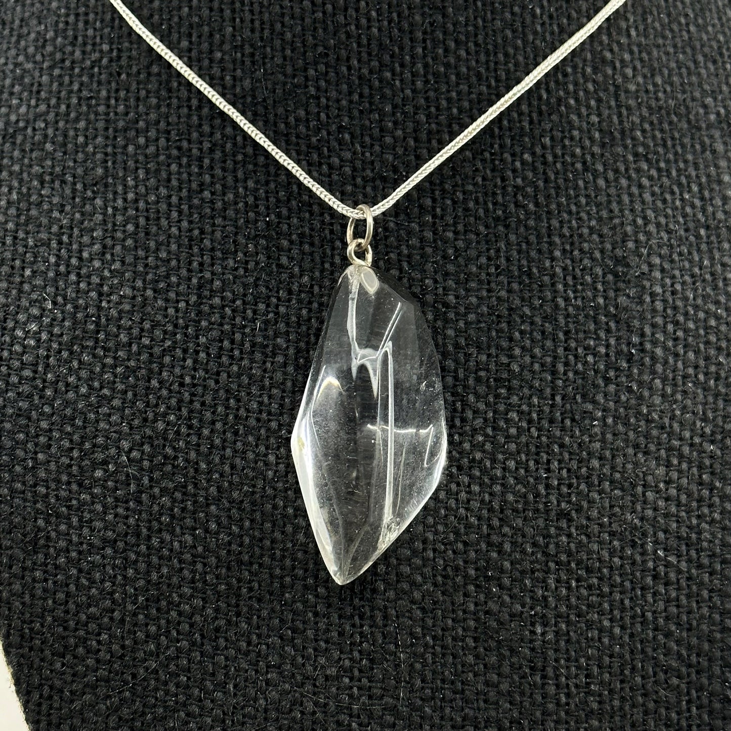 Hand Made sterling silver rock crystal talisman pendant