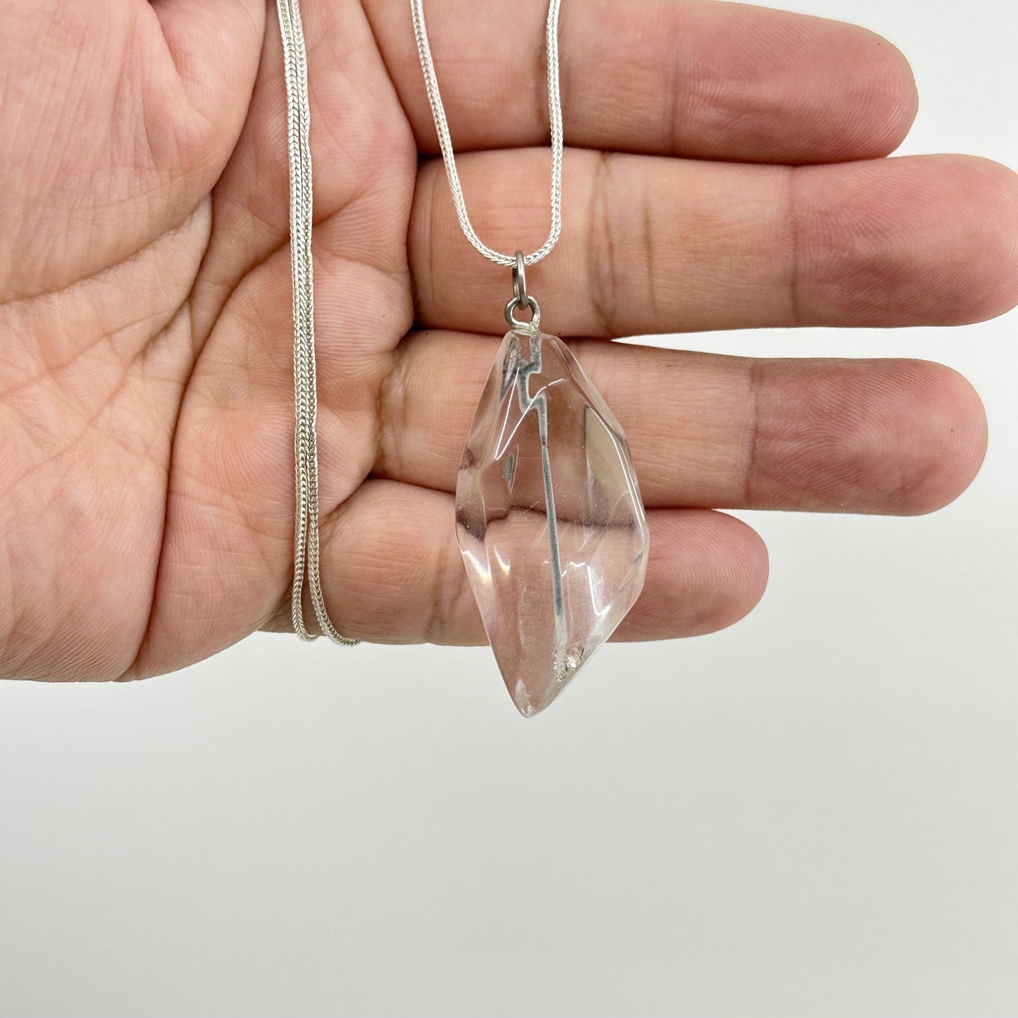 Hand Made sterling silver rock crystal talisman pendant