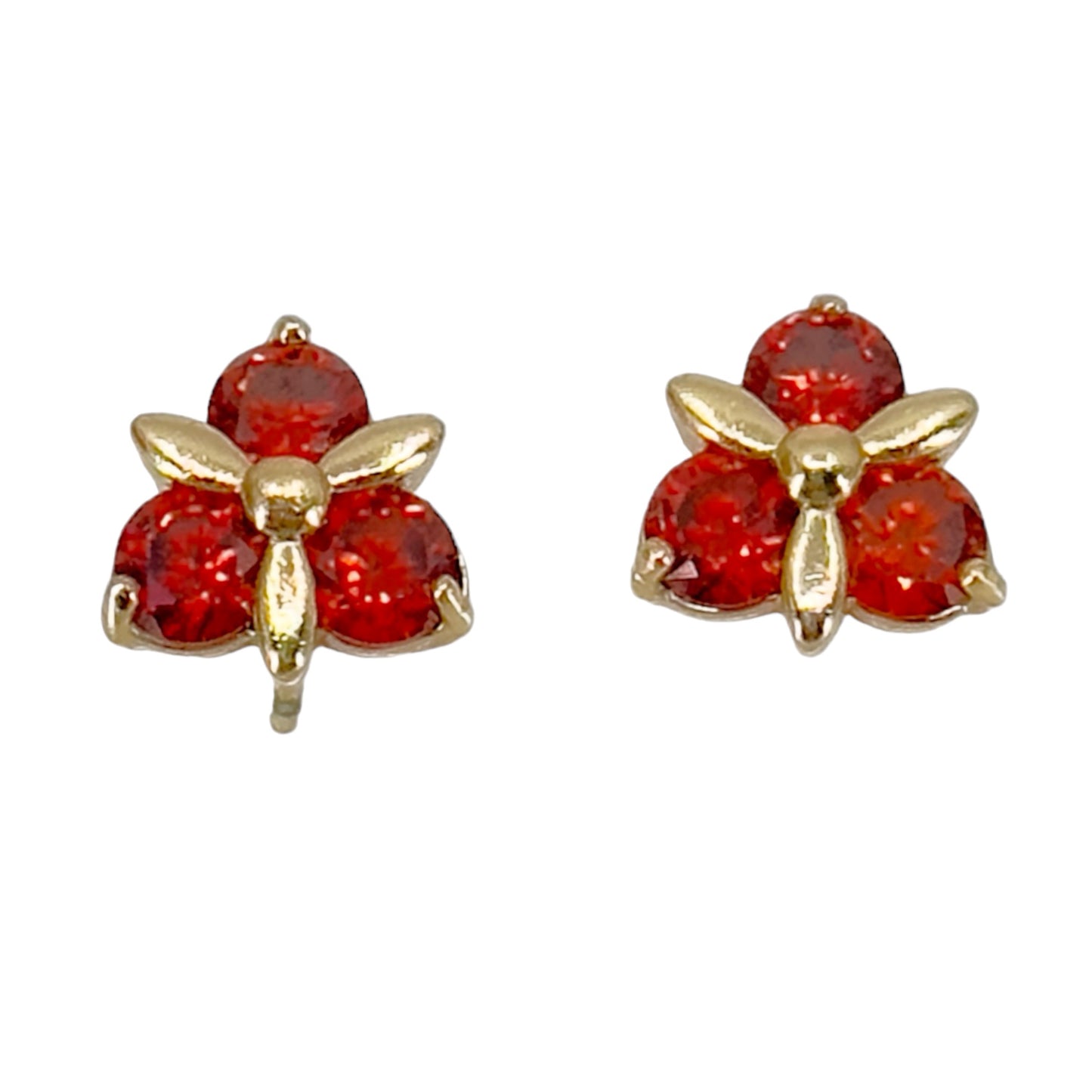 14K Gold Vermeil Sterling silver Hessonite garnet stud earrings