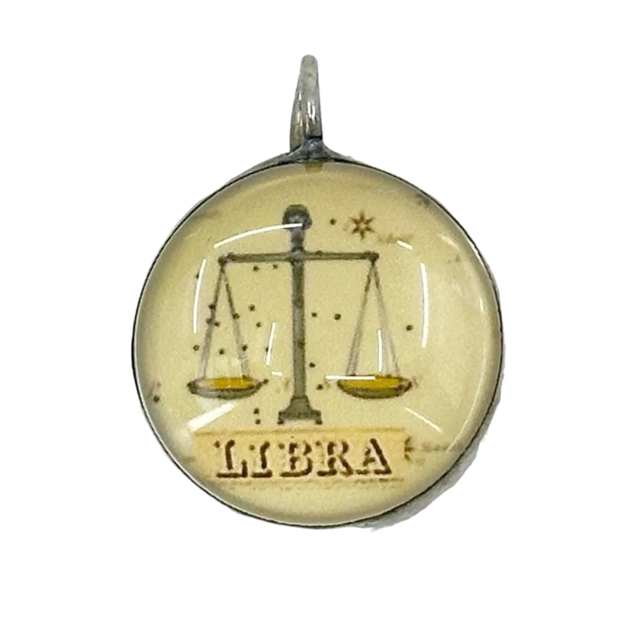 Vintage Sterling silver rock crystal Libra pendant