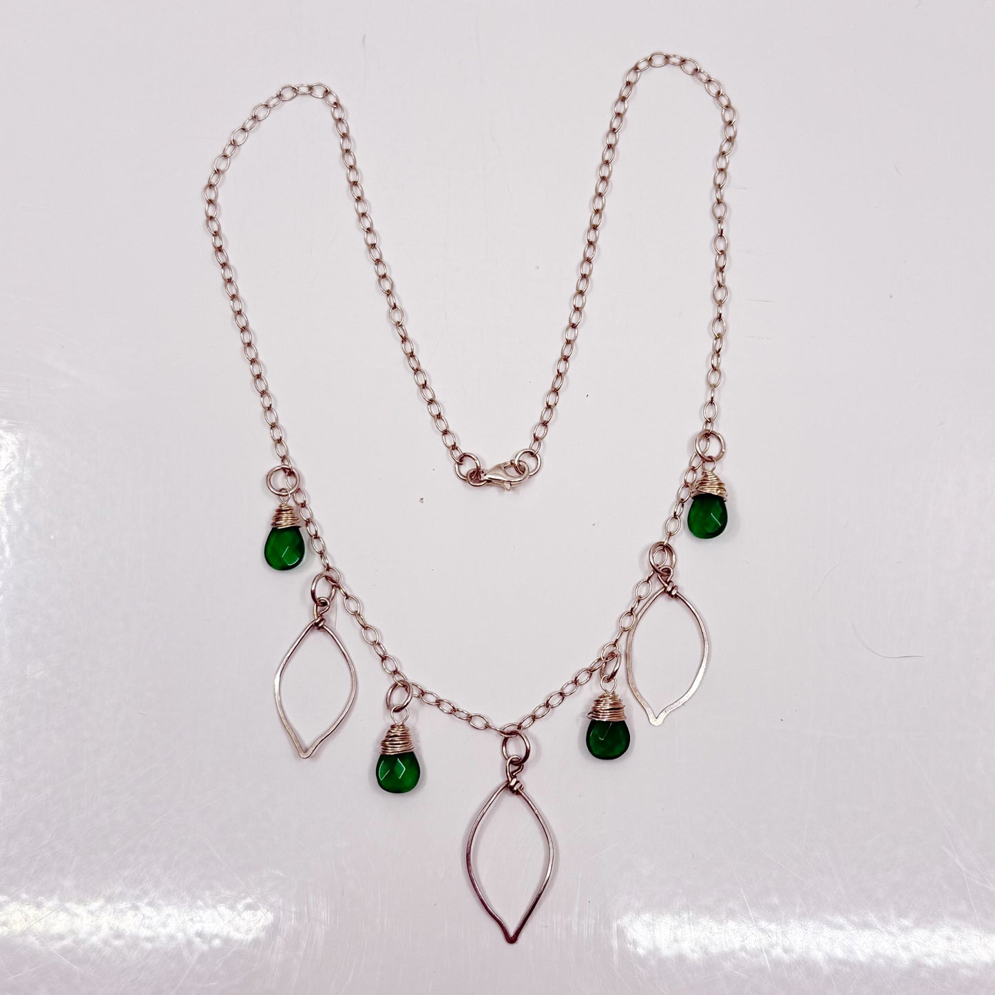 Hand Made Sterling silver chrysoprase bead charm necklace GM618