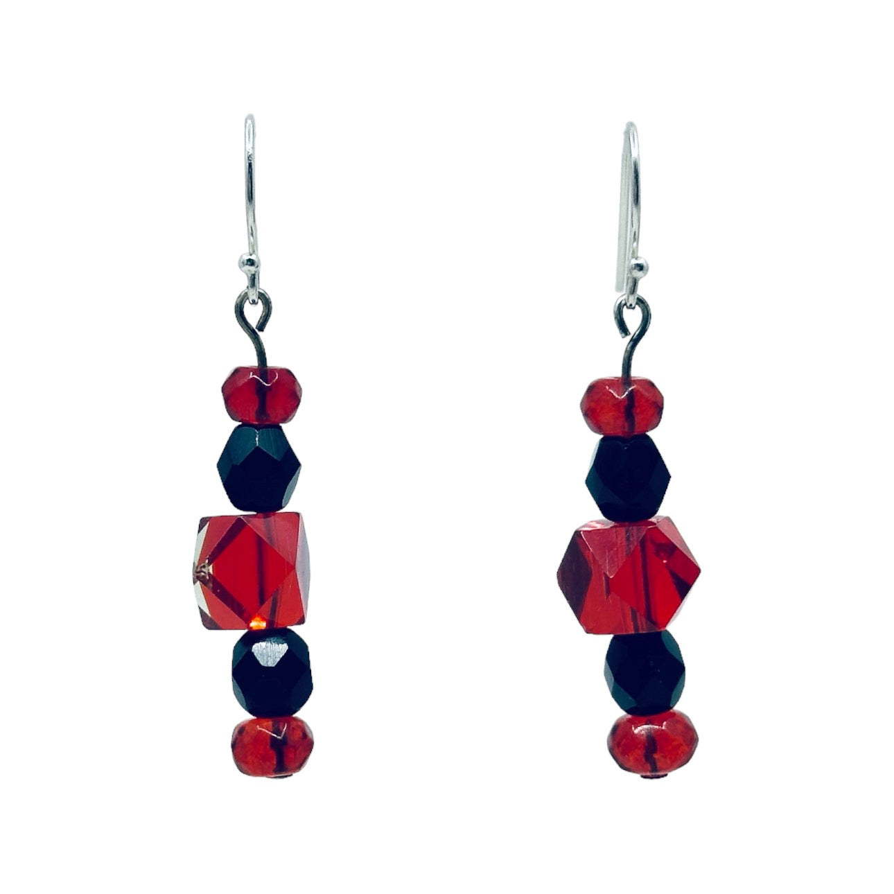 Hand Made sterling silver glass bead drop earrings - GM401