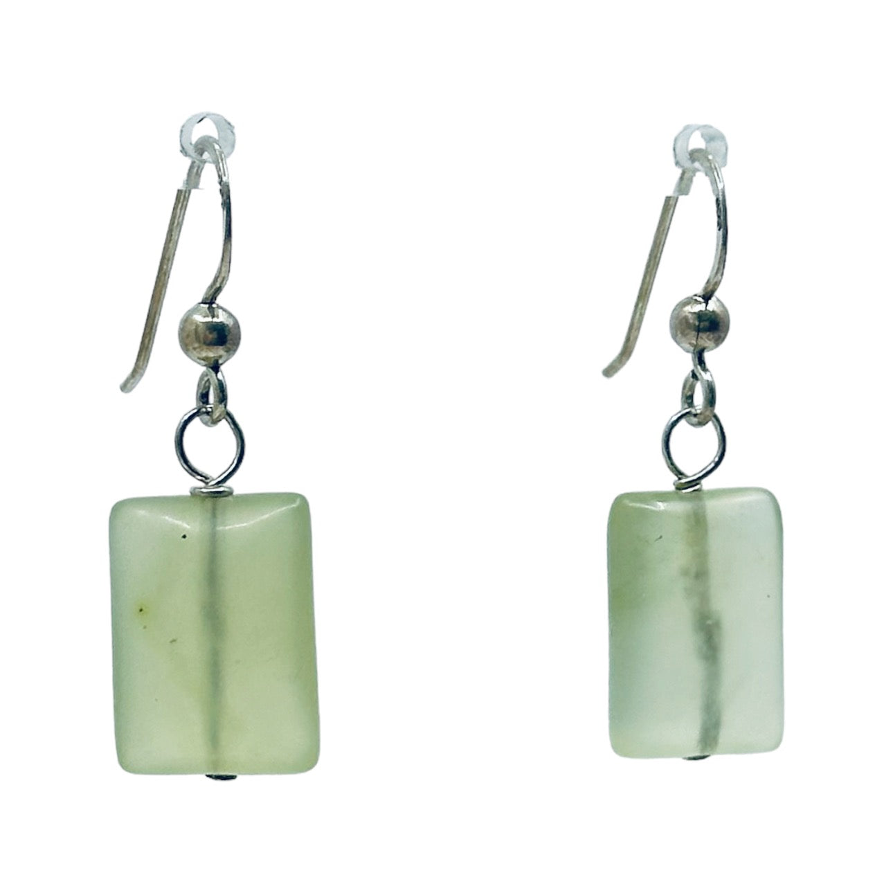 Hand Made sterling silver Prehnite bead drop earrings - GM402