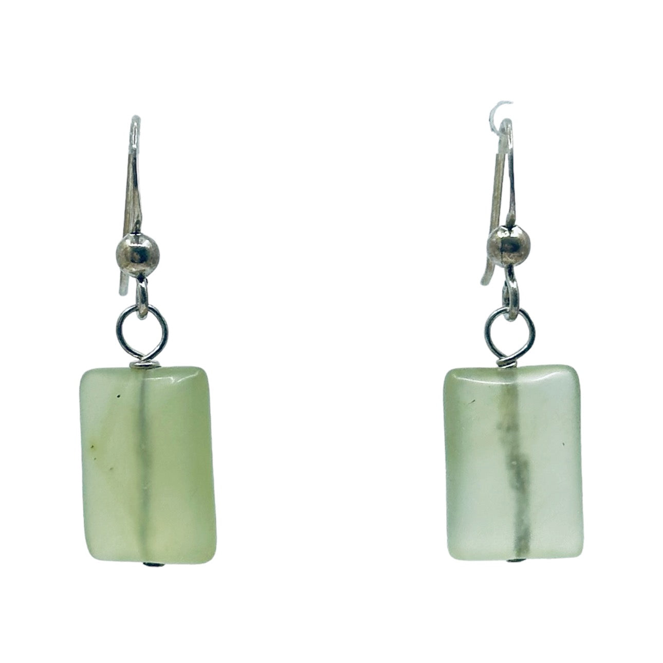 Hand Made sterling silver Prehnite bead drop earrings - GM402