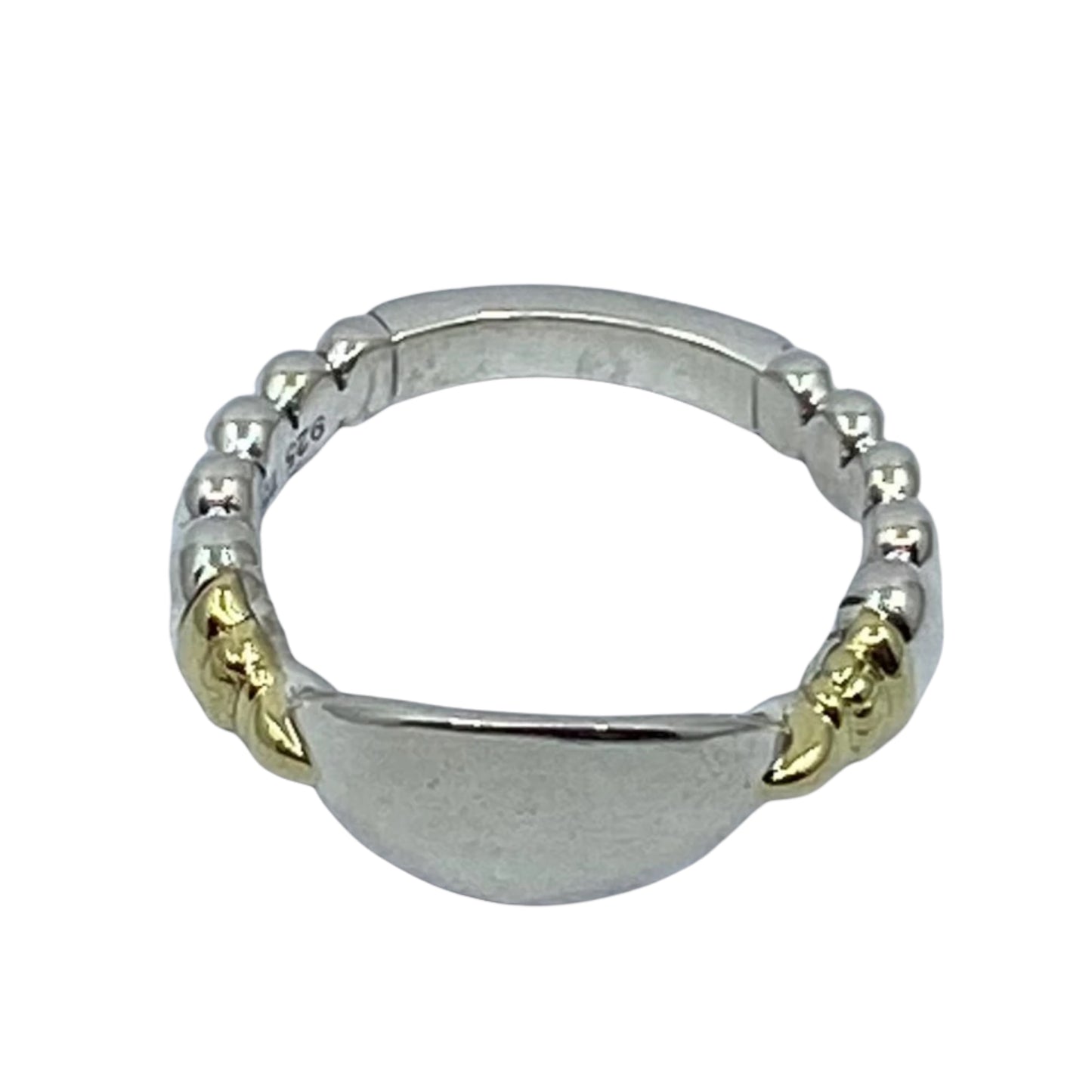 LAGOS CAVIAR 18k gold sterling silver beloved signet ring - GM403