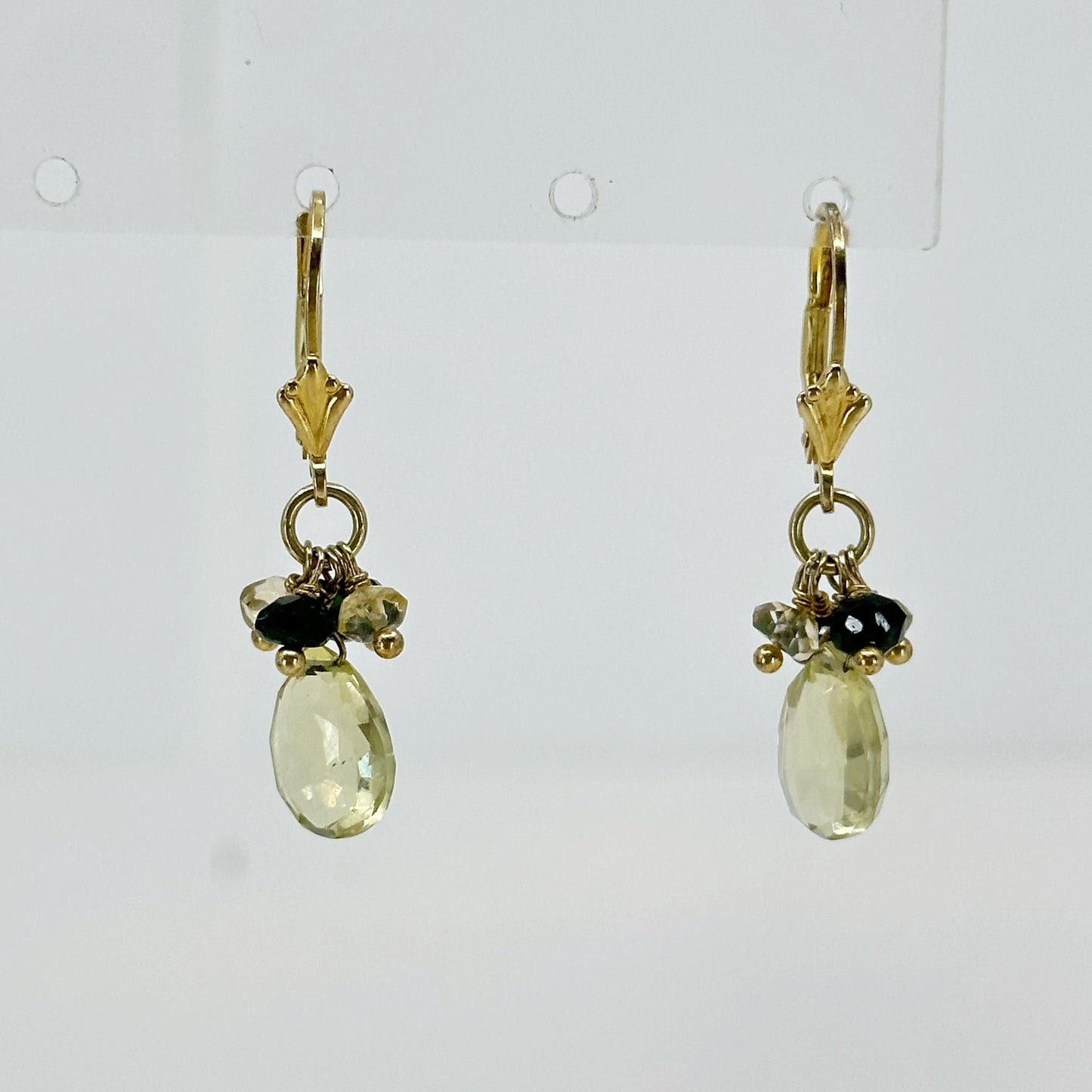 14K Gold Vermeil Sterling silver citrine & tourmaline earrings - GM405