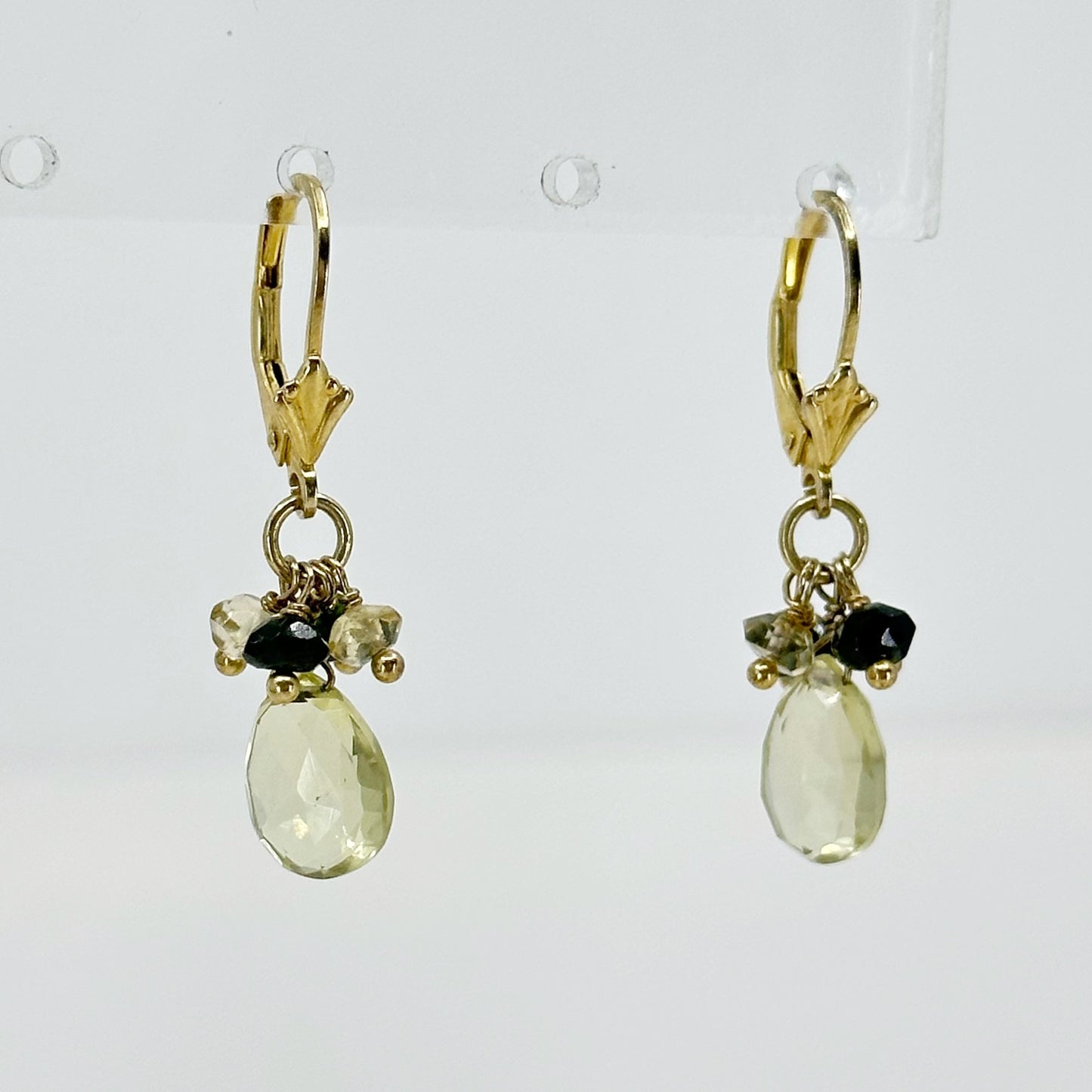 14K Gold Vermeil Sterling silver citrine & tourmaline earrings - GM405
