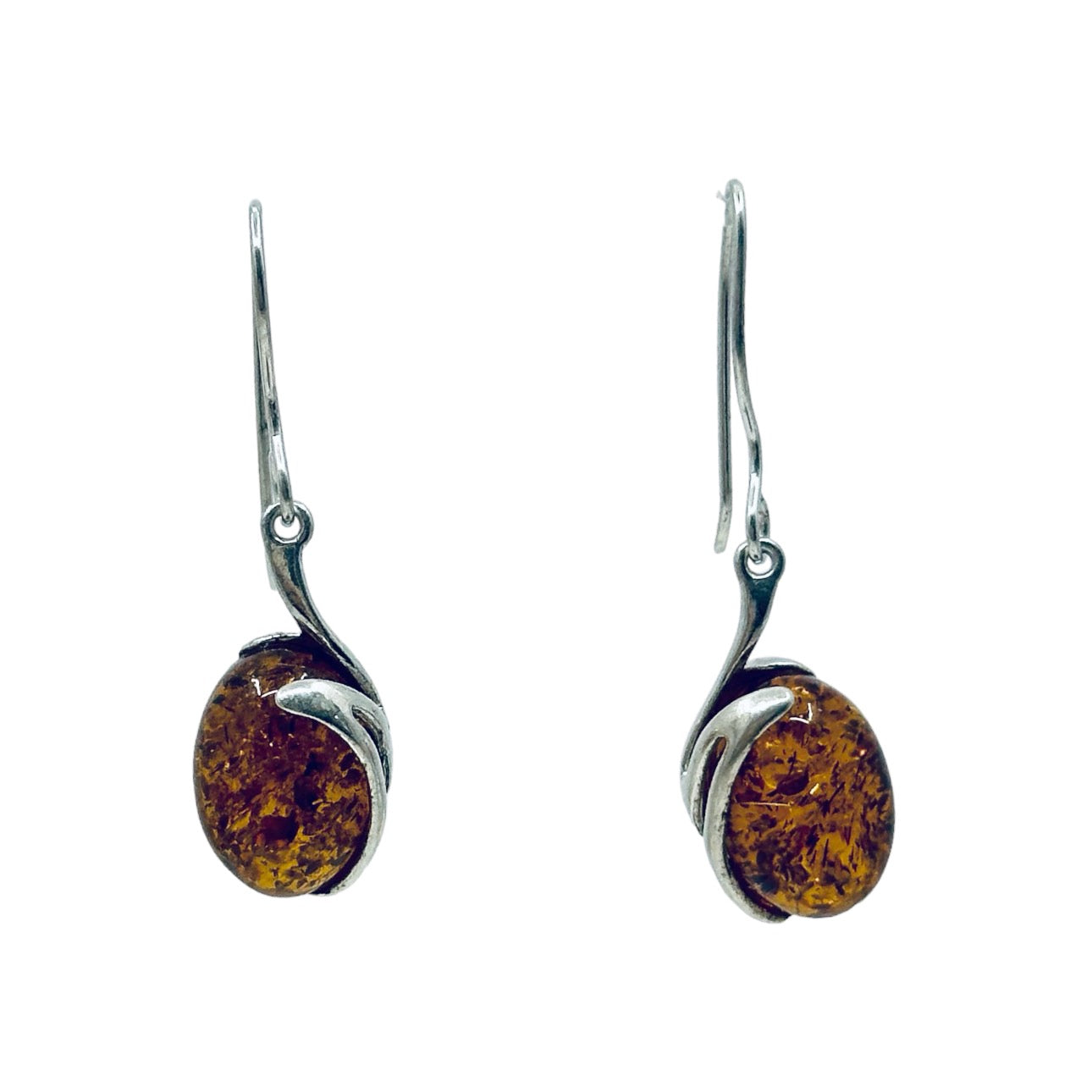 Sterling silver Baltic amber drop earrings - GM409