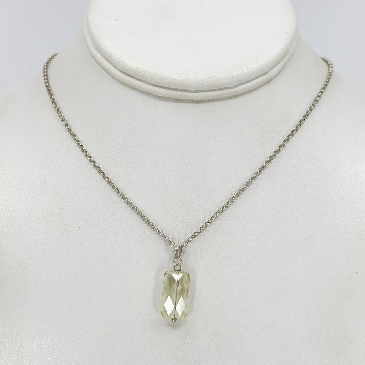 Hand Made Sterling silver Prasiolite bead pendant necklace - GM412