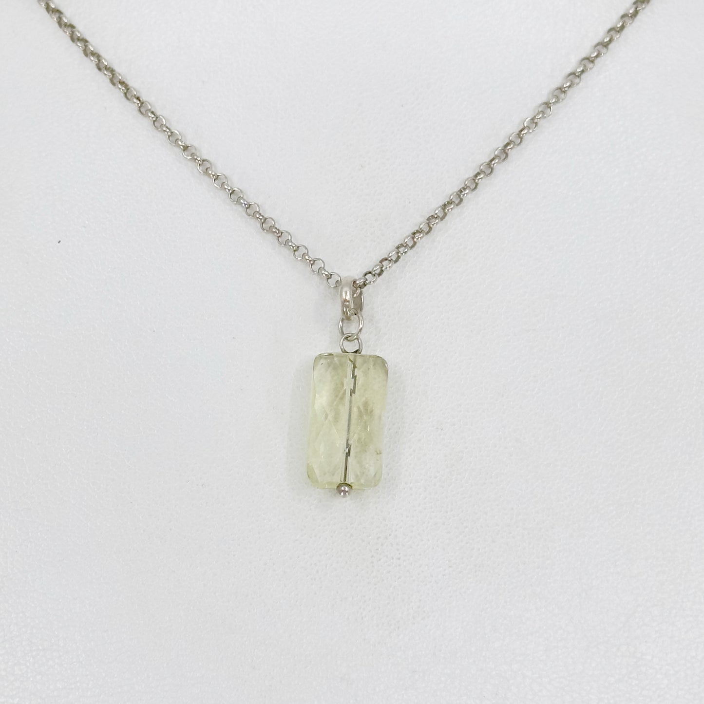 Hand Made Sterling silver Prasiolite bead pendant necklace - GM412