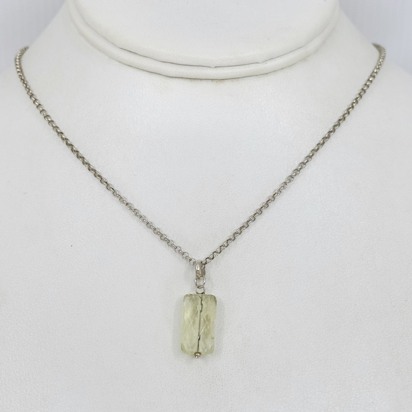 Hand Made Sterling silver Prasiolite bead pendant necklace - GM412