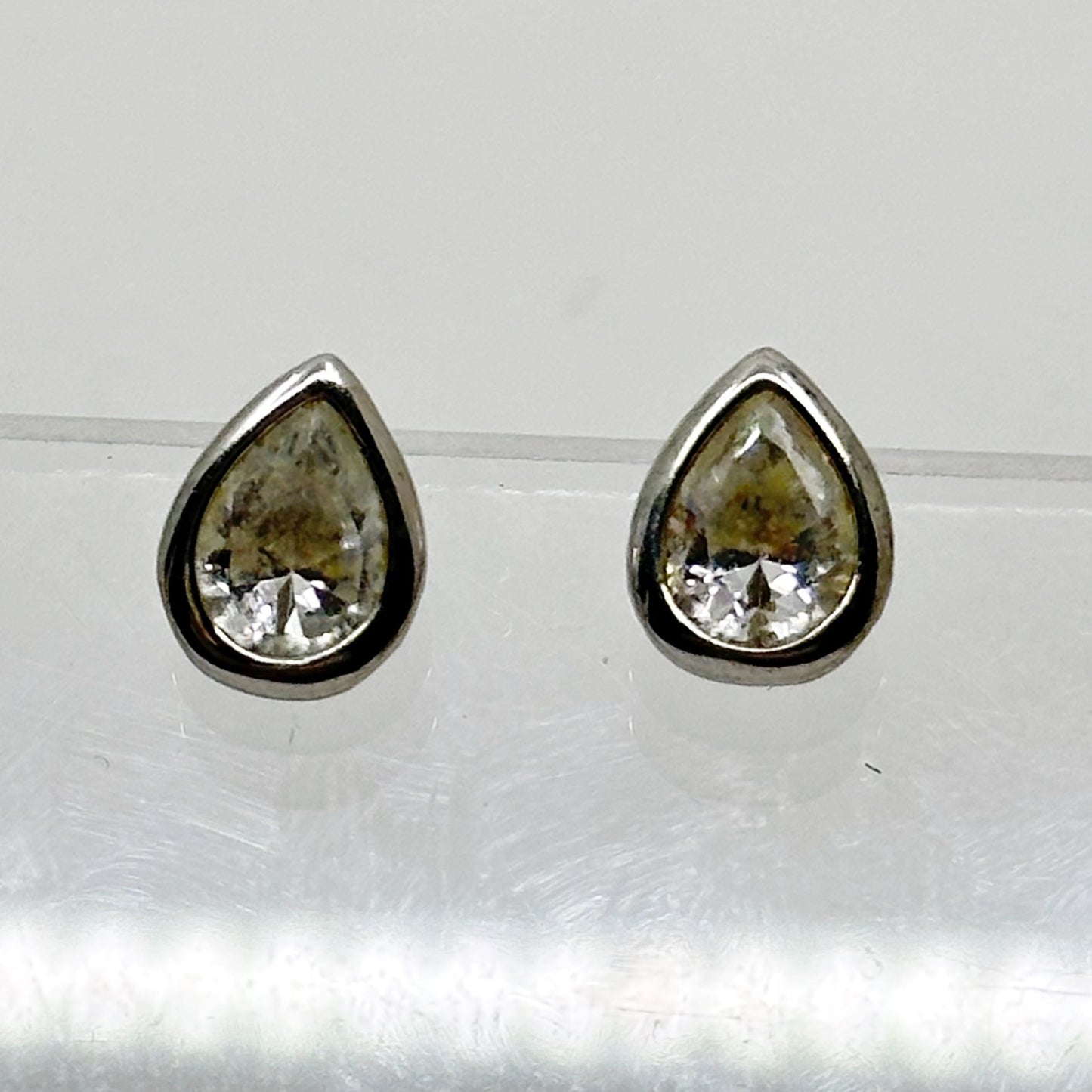 ATI Sterling silver pear cut cubic zirconia stud earrings - GM415
