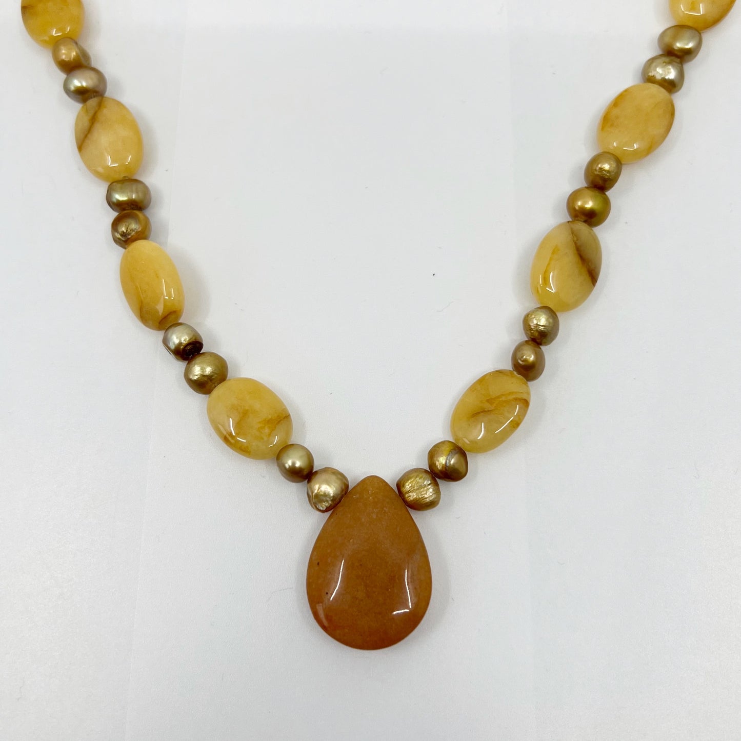 Hand Made Sterling silver cultured pearl & aragonite bead necklace - GM417