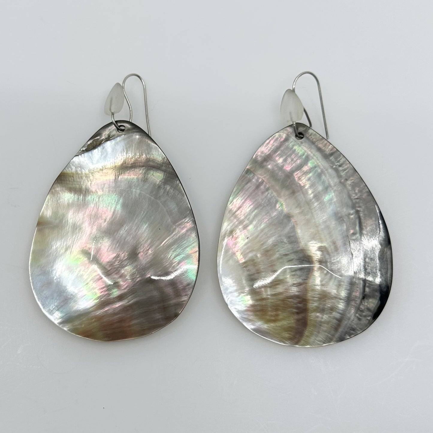 Hand Made Sterling silver rock crystal & shell earrings - GM425