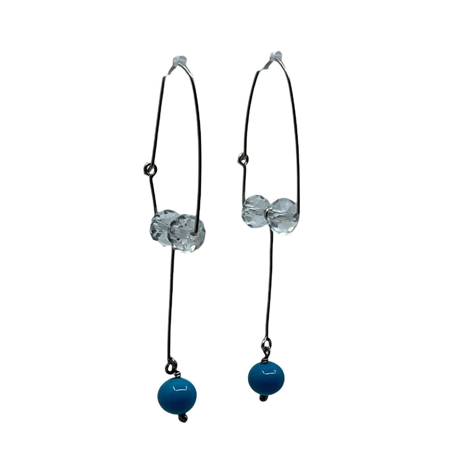 Hand Made sterling silver quartz turquoise earrings - GM428