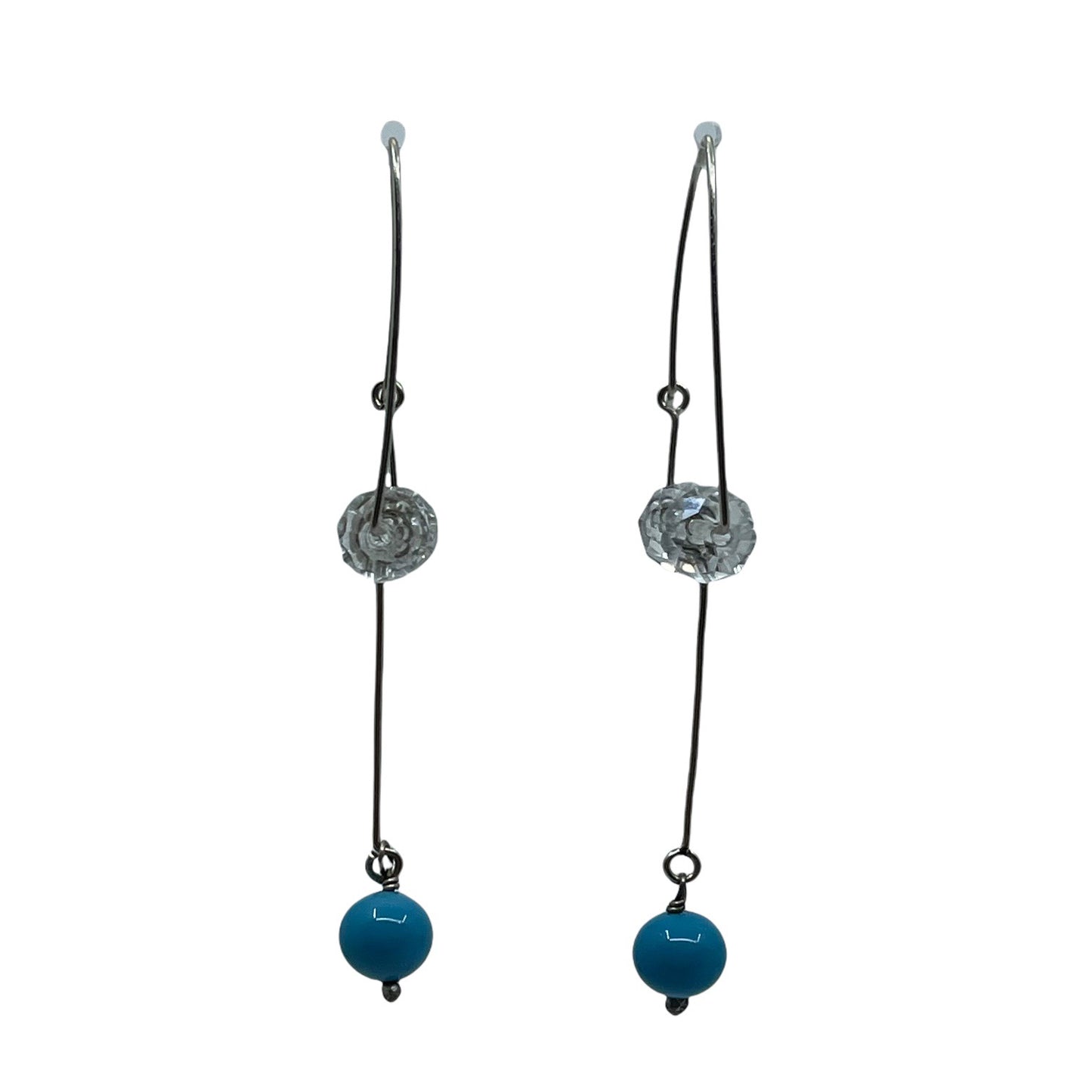 Hand Made sterling silver quartz turquoise earrings - GM428