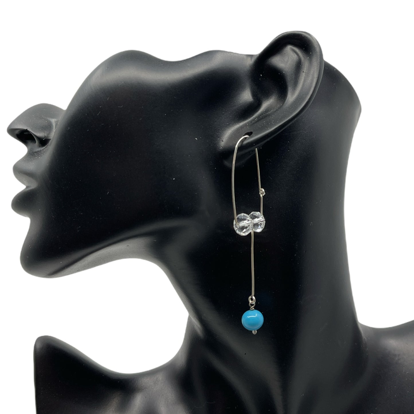 Hand Made sterling silver quartz turquoise earrings - GM428