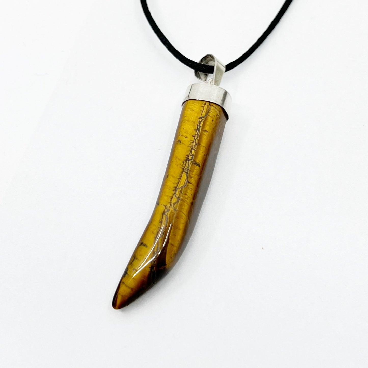 Oversize Sterling silver tiger eye tooth pendant - GM429