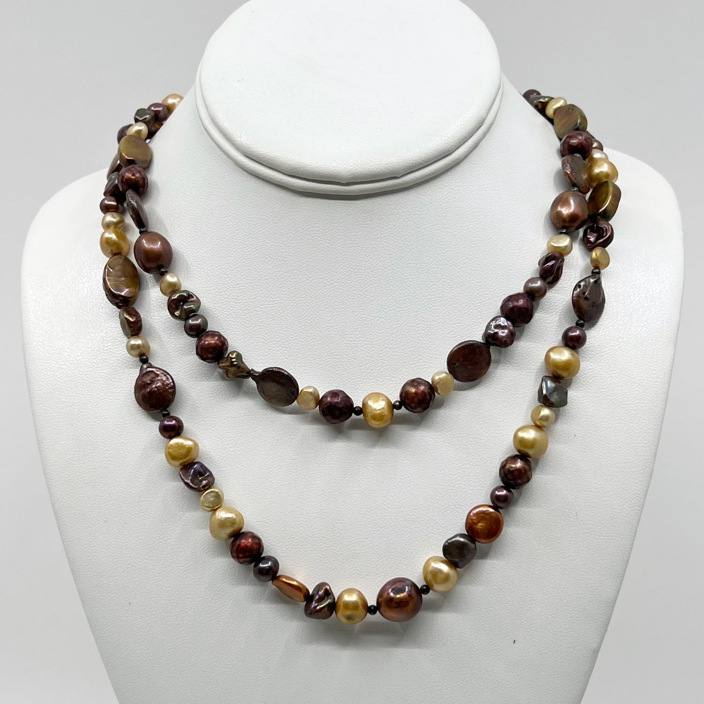 Sterling silver freshwater pearl double strand necklace - GM430