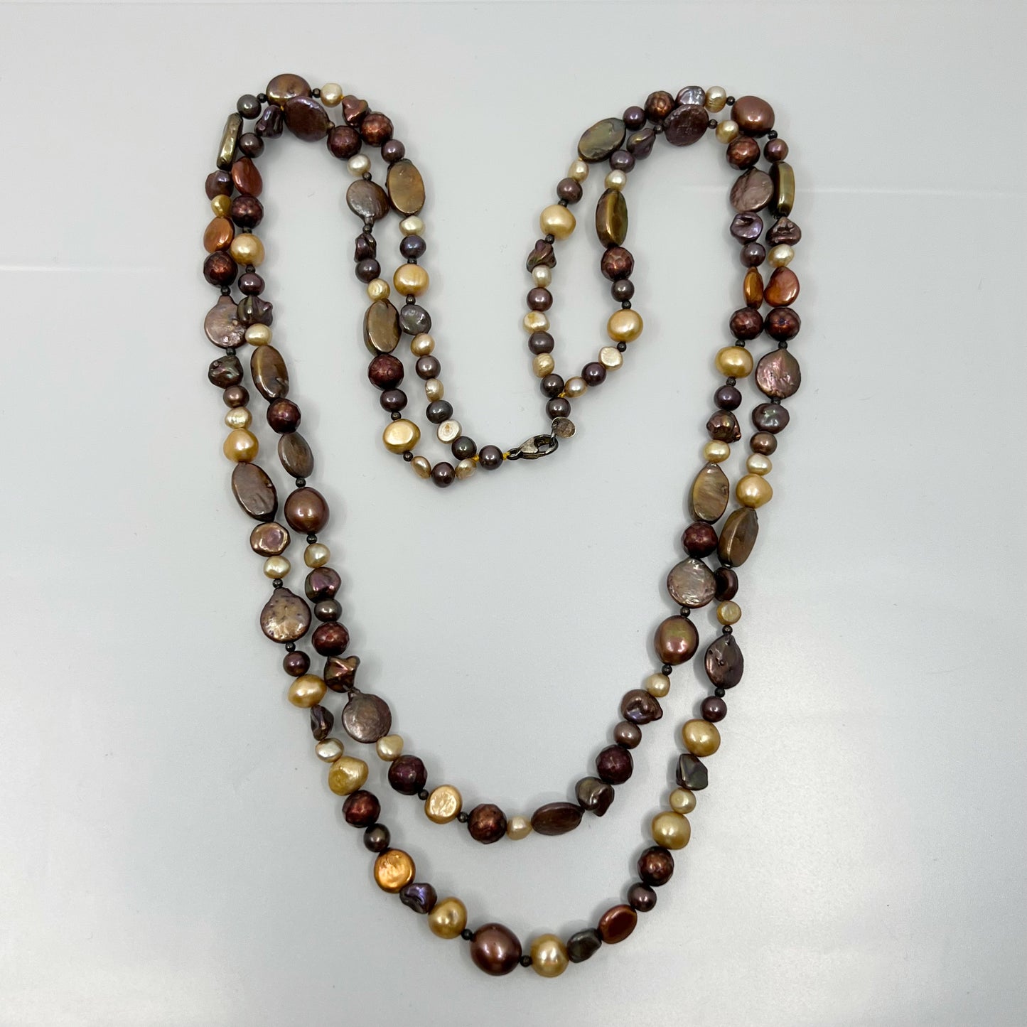 Sterling silver freshwater pearl double strand necklace - GM430