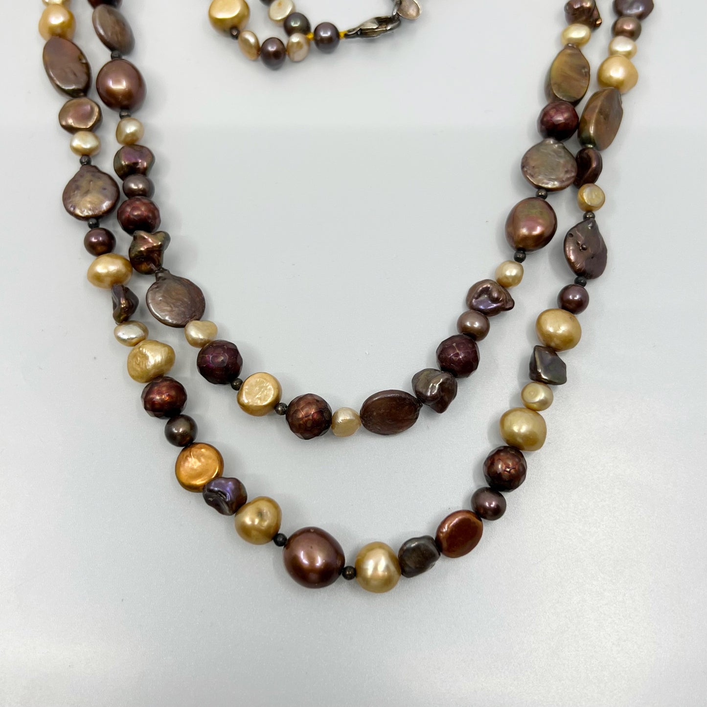 Sterling silver freshwater pearl double strand necklace - GM430