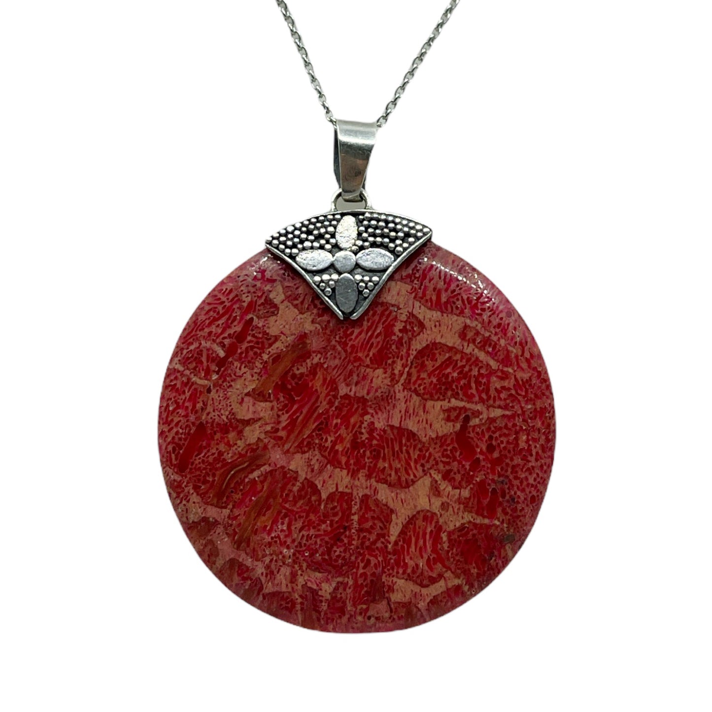 sterling silver sponge coral pendant GM442