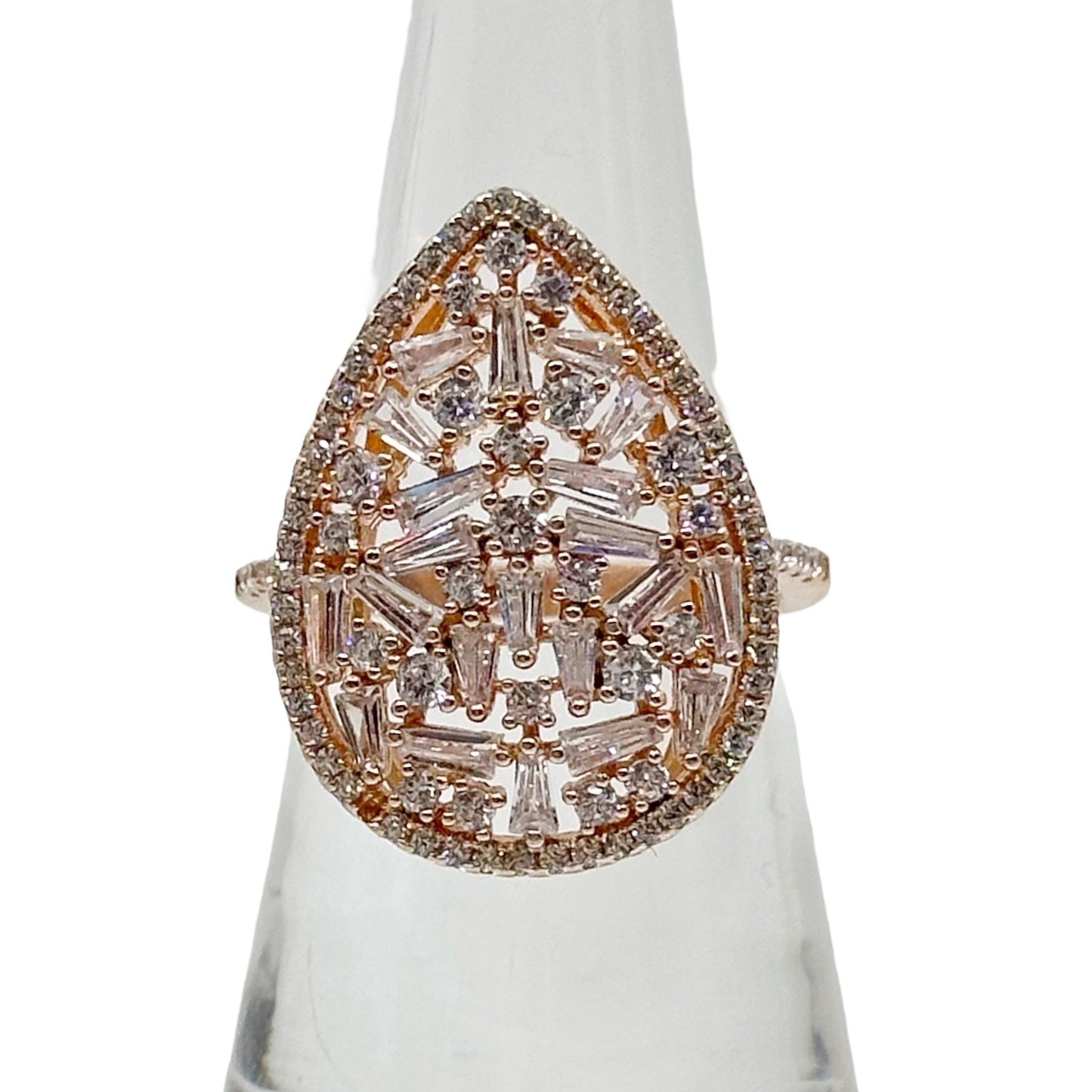 Rose Gold vermeil sterling silver cubic zirconia ring GM443