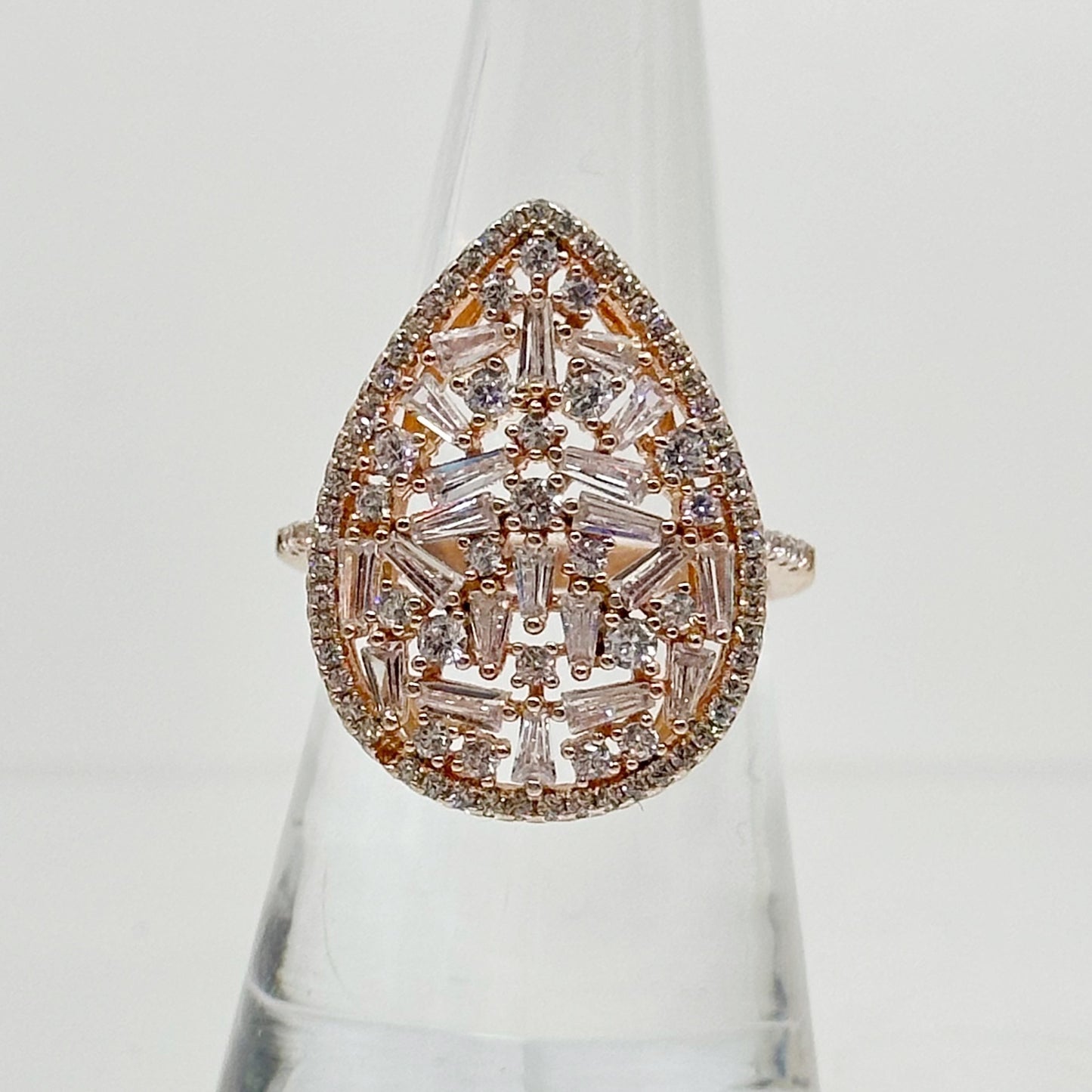 Rose Gold vermeil sterling silver cubic zirconia ring GM443
