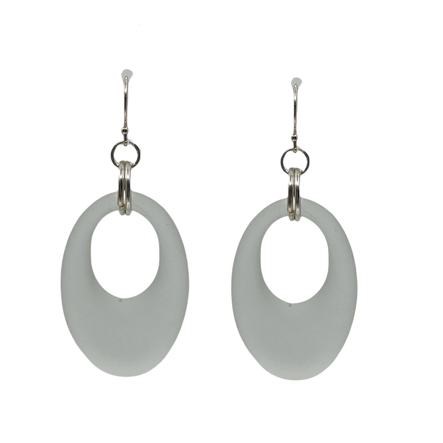 Sterling silver frosted rock crystal earrings GM445