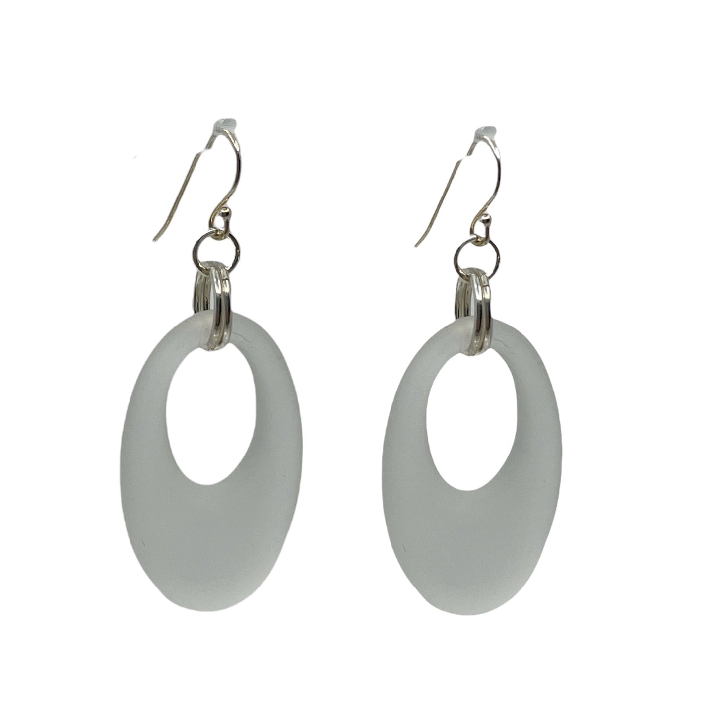 Sterling silver frosted rock crystal earrings GM445