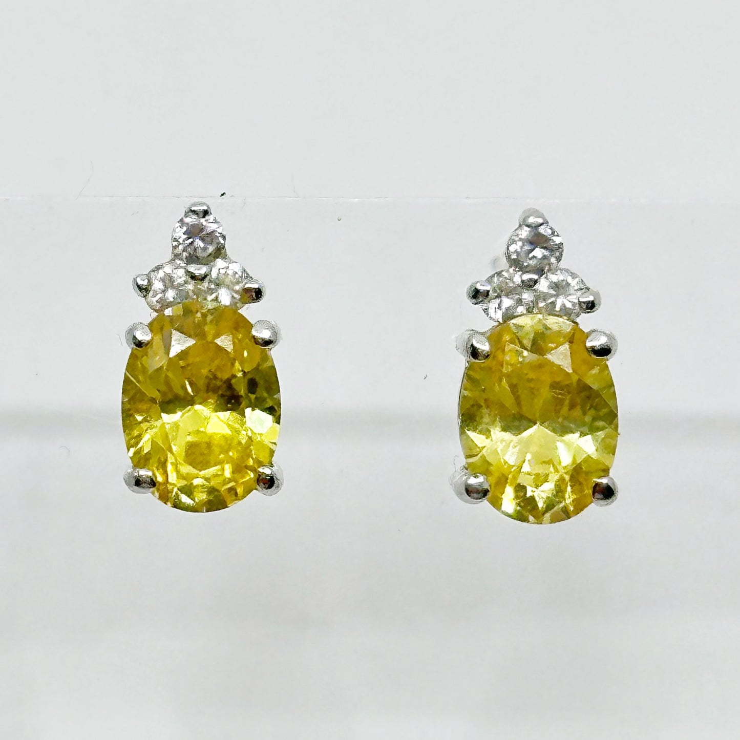 sterling silver citrine & cubic zirconia stud earrings GM454