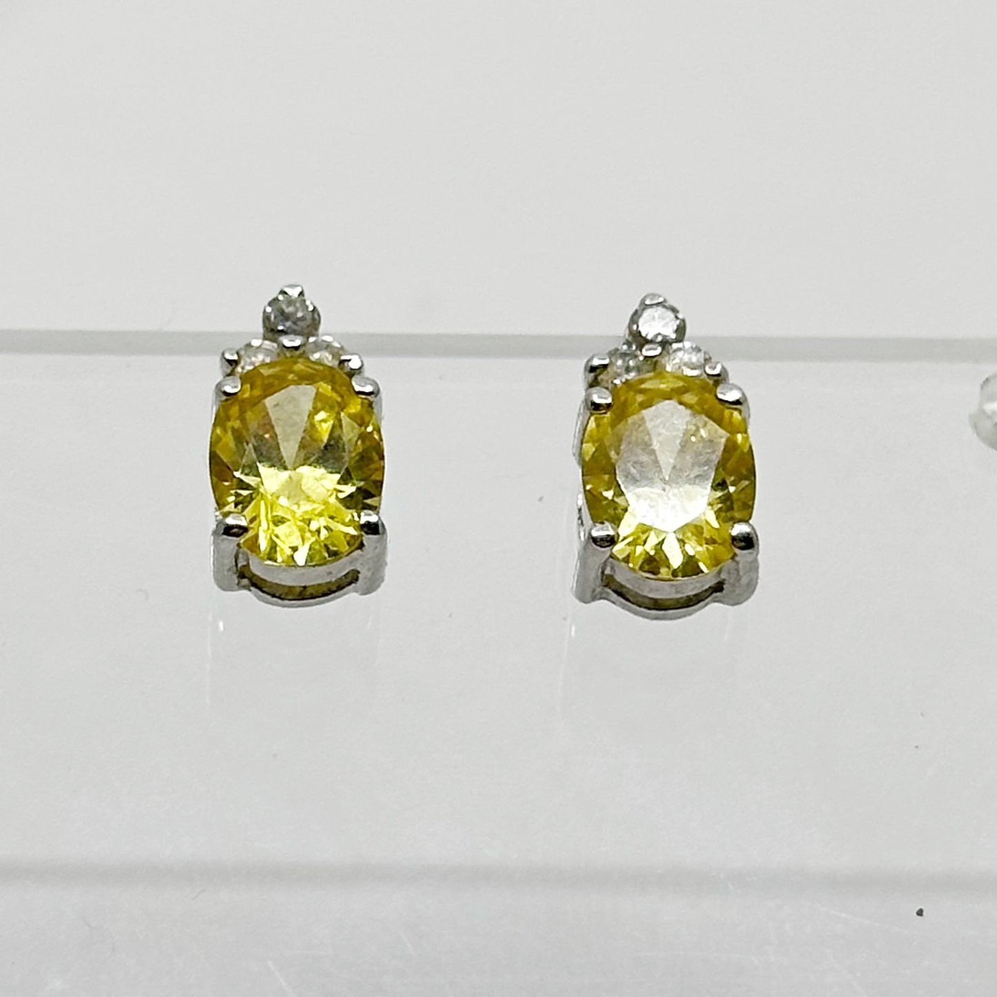 sterling silver citrine & cubic zirconia stud earrings GM454