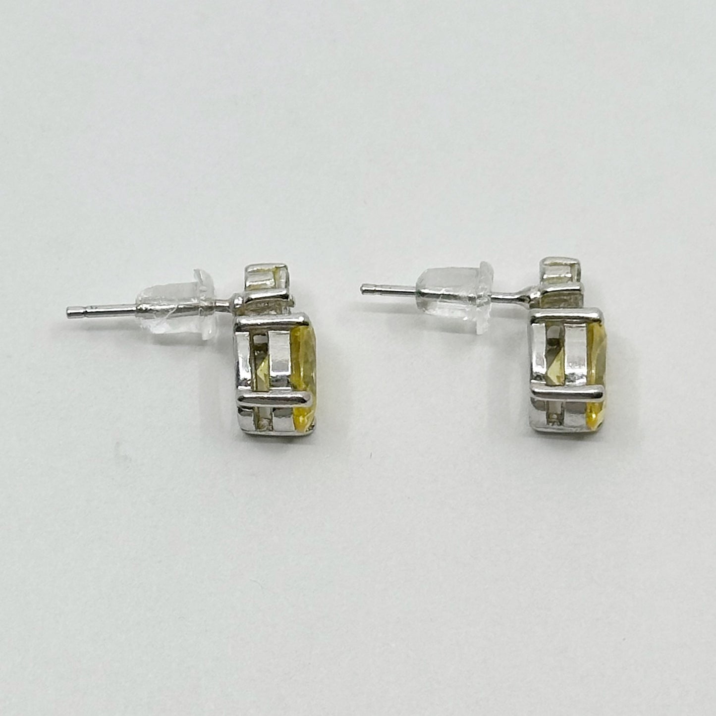 sterling silver citrine & cubic zirconia stud earrings GM454