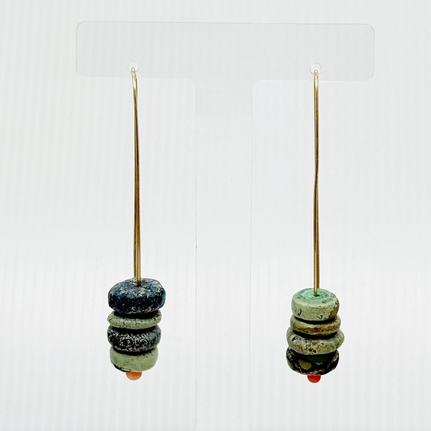 Hand Made 14k Gold filled turquoise & coral earrings GM456