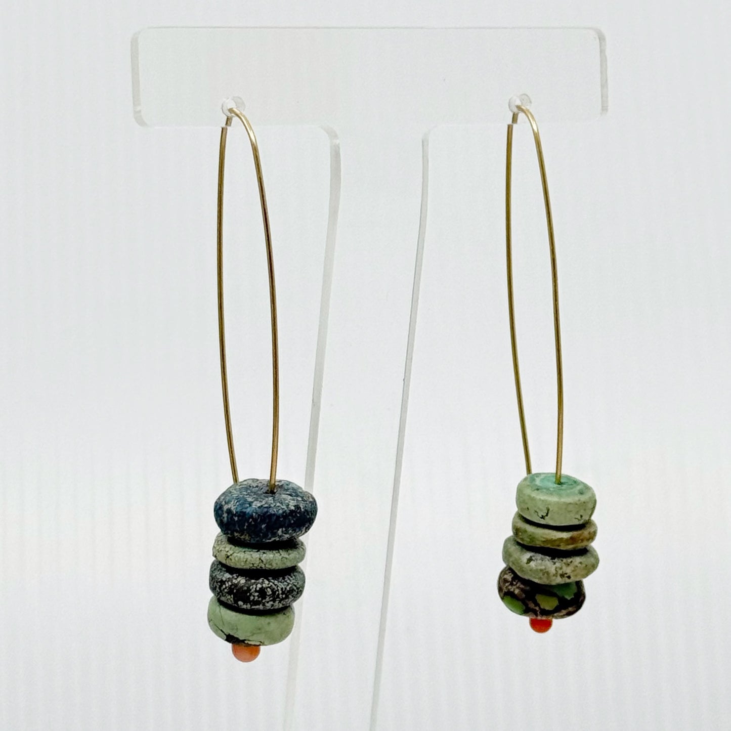 Hand Made 14k Gold filled turquoise & coral earrings GM456