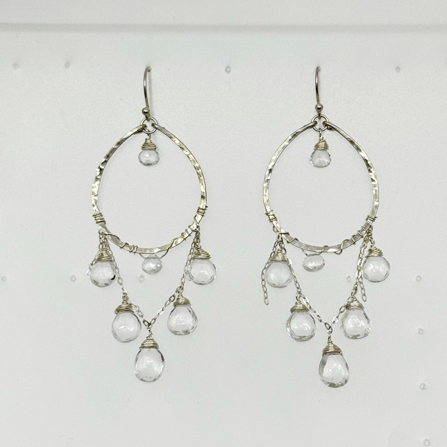 Hand Made sterling silver quartz chandelier earrings GM459